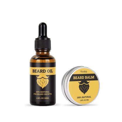 2pcs Beard Balm Conditioner Oil Kit Natural Beard