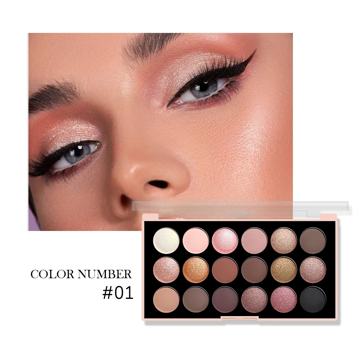 18-Color Eyeshadow Palette – Pearlescent, Matte, Fine