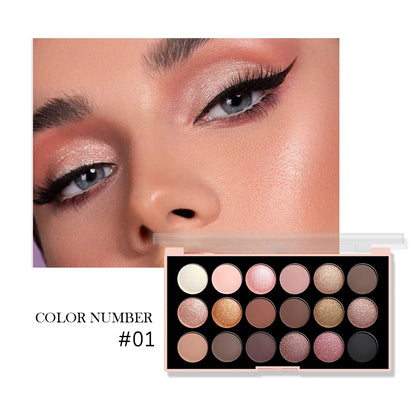 18-Color Eyeshadow Palette – Pearlescent, Matte, Fine