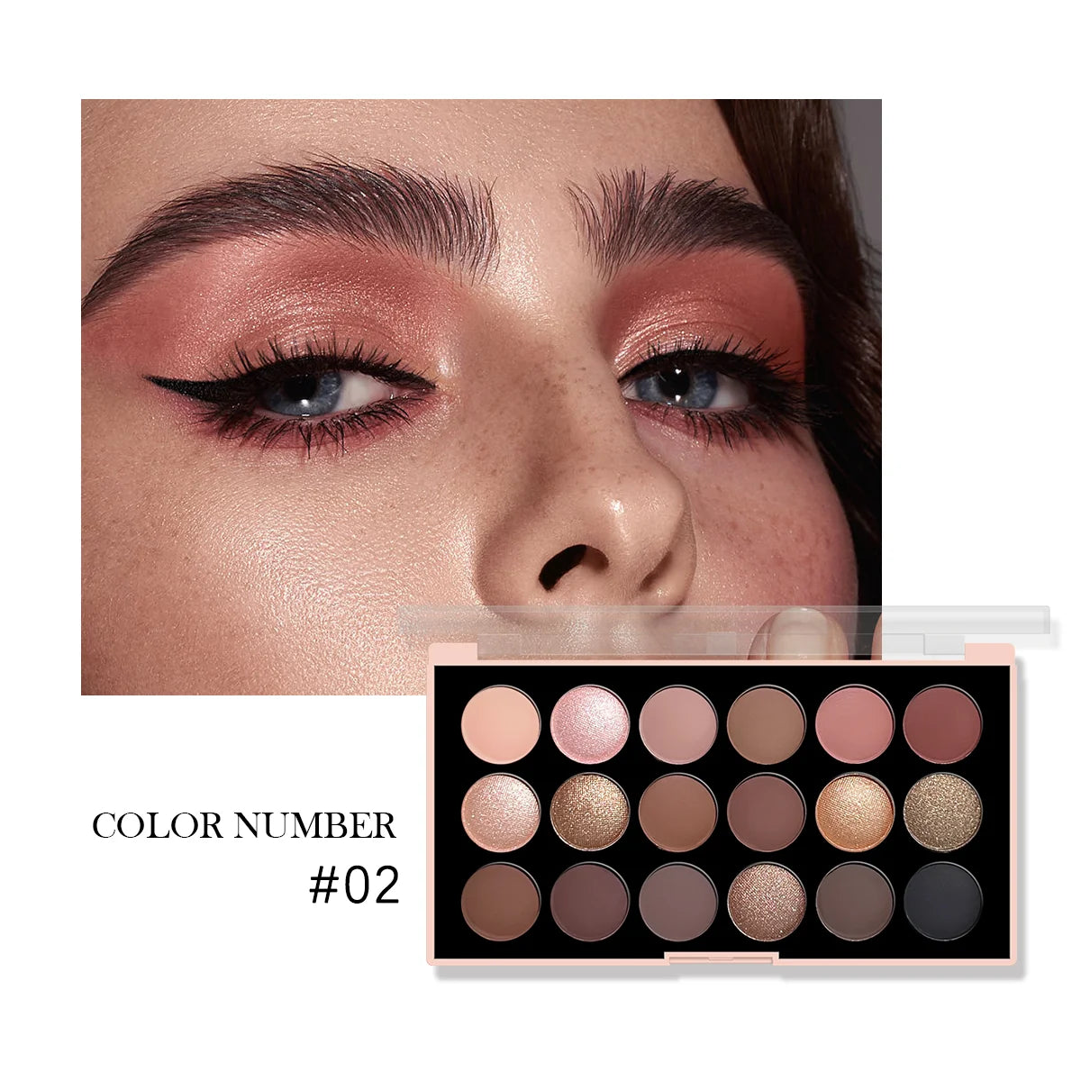 18-Color Eyeshadow Palette – Pearlescent, Matte, Fine