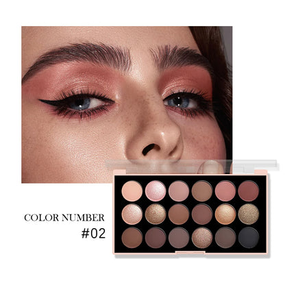 18-Color Eyeshadow Palette – Pearlescent, Matte, Fine