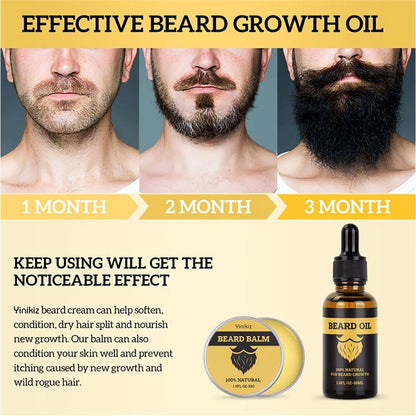 2pcs Beard Balm Conditioner Oil Kit Natural Beard