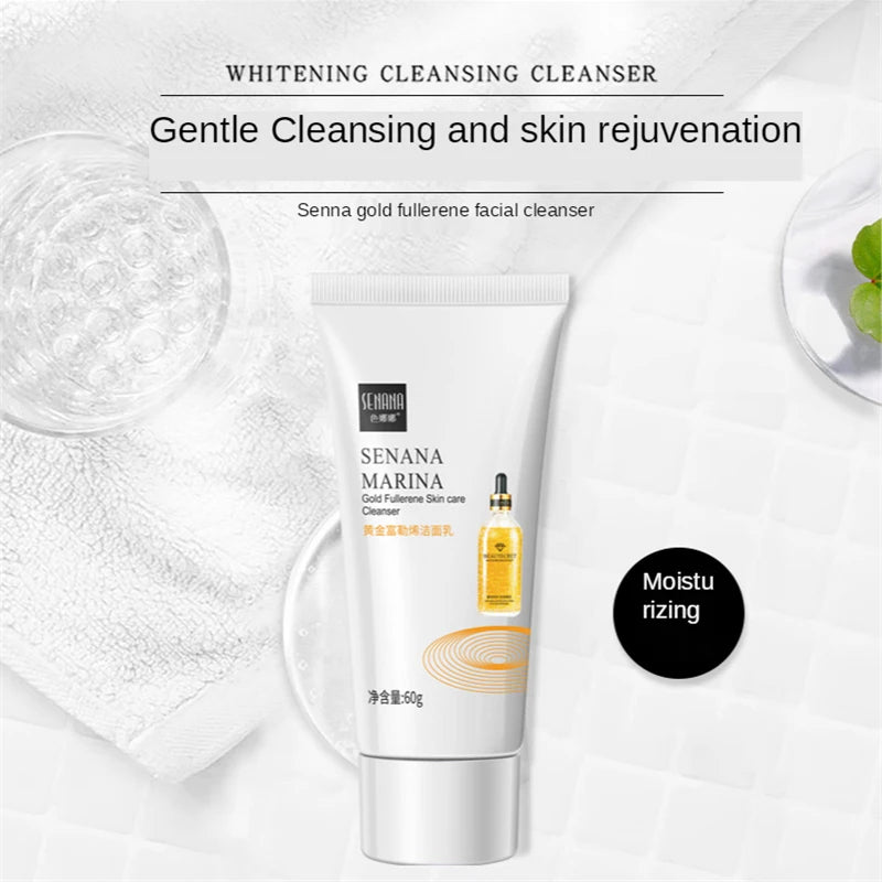 Gold Fullerene Facial Cleanser Foam Face Wash Collagen