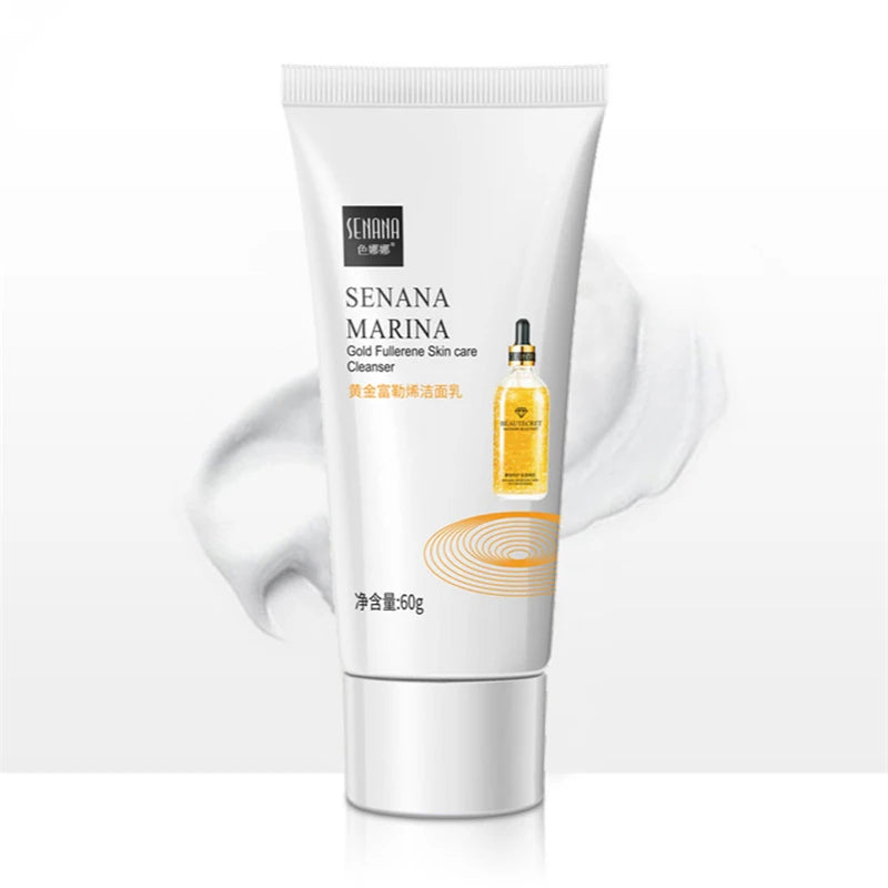 Gold Fullerene Facial Cleanser Foam Face Wash Collagen