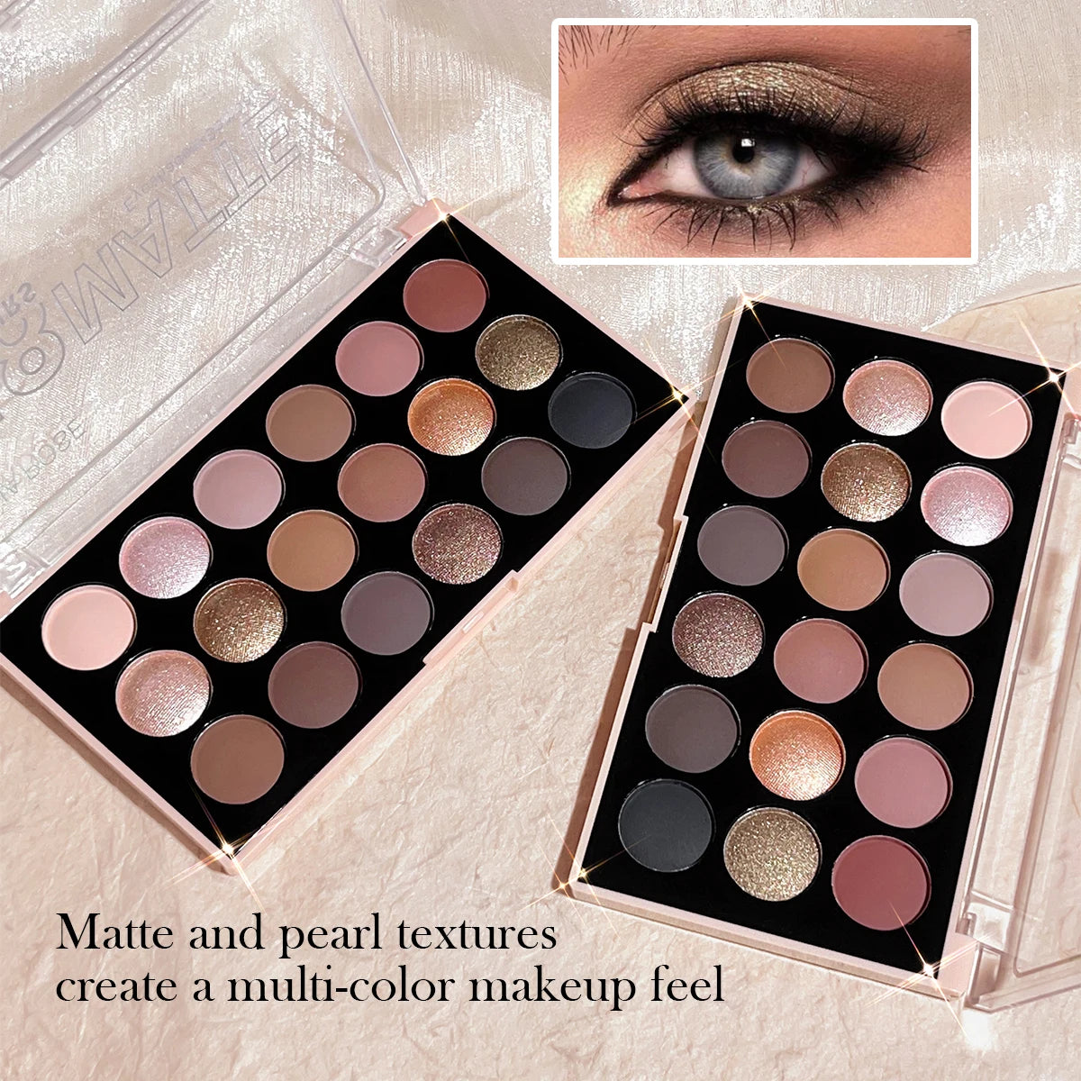 18-Color Eyeshadow Palette – Pearlescent, Matte, Fine