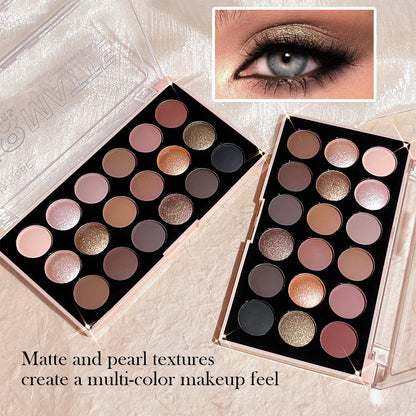 18-Color Eyeshadow Palette – Pearlescent, Matte, Fine