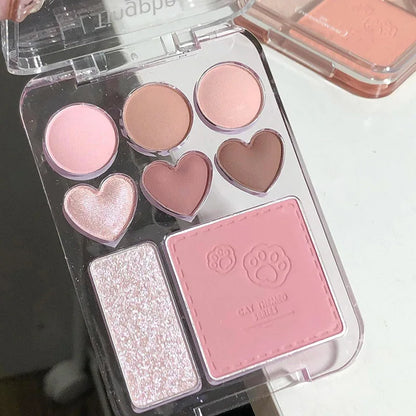 8-Color Pink Orange Eyeshadow Palette Facial Blusher
