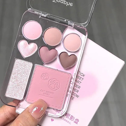 8-Color Pink Orange Eyeshadow Palette Facial Blusher