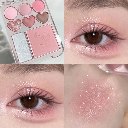 8-Color Pink Orange Eyeshadow Palette Facial Blusher
