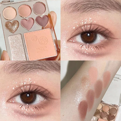 8-Color Pink Orange Eyeshadow Palette Facial Blusher