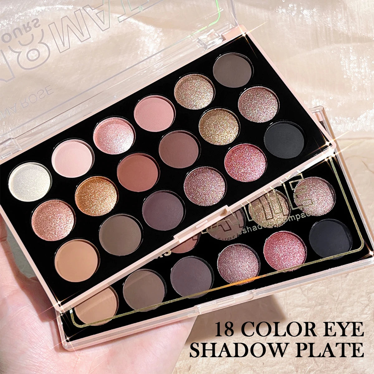 18-Color Eyeshadow Palette – Pearlescent, Matte, Fine