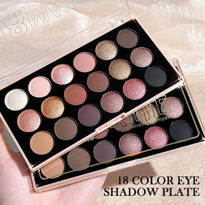 18-Color Eyeshadow Palette – Pearlescent, Matte, Fine