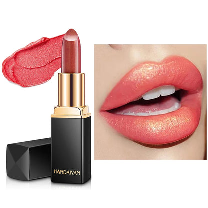 Black tube gold shiny lipstick, pearl moisturizing lipstick
