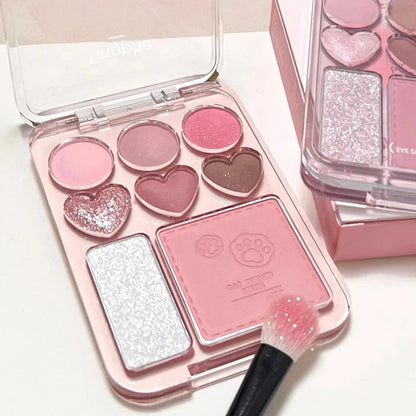 8-Color Pink Orange Eyeshadow Palette Facial Blusher