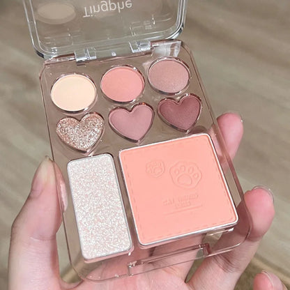 8-Color Pink Orange Eyeshadow Palette Facial Blusher